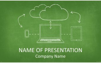 黒板に手書きで書いた感じがおしゃれなクラウドをイメージさせるパワーポイントテンプレート Cloud Computing