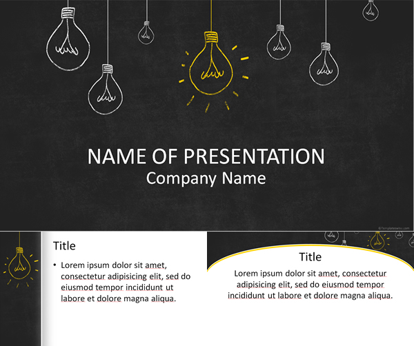 新規企画のプレゼンにぴったり 手書き風イラストのパワーポイントテンプレート Light Bulbs On Blackboard おしゃれパワーポイント無料テンプレート