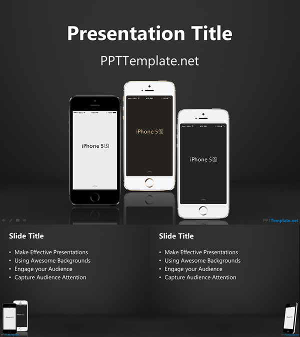 <Free iPhone PPT Template>　　　iPhoneアプリの企画や勉強会に使えそうなパワポテンプレート