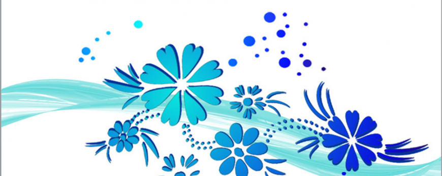 ブルーの花がかわいらしいパワーポイントテンプレート Blue Blooming Flowers Powerpoint Template おしゃれ パワーポイント無料テンプレート