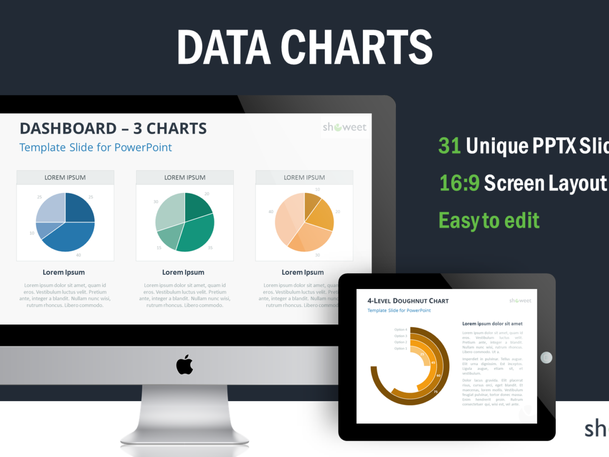 かっこいいグラフを集めたパワポテンプレート Data Charts Templates おしゃれパワーポイント無料テンプレート