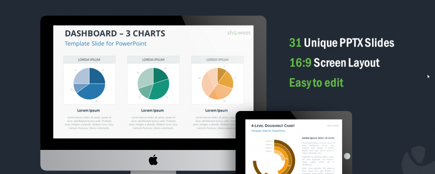 かっこいいグラフを集めたパワポテンプレート Data Charts Templates おしゃれパワーポイント無料テンプレート