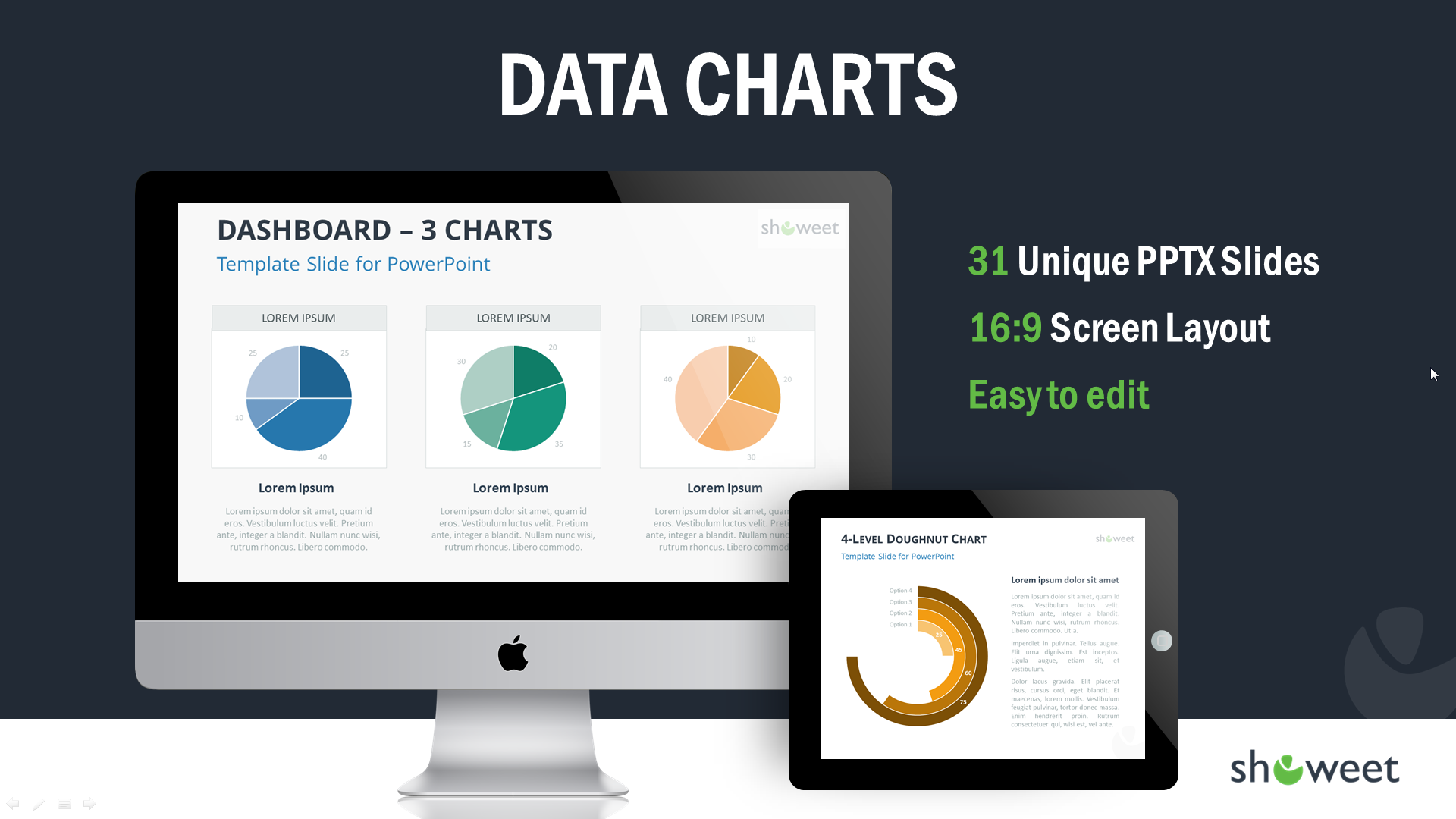 かっこいいグラフを集めたパワポテンプレート Data Charts Templates おしゃれパワーポイント無料テンプレートおしゃれ パワーポイント無料テンプレート