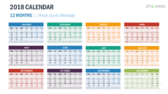 18年カレンダーのパワーポイントテンプレート おしゃれパワーポイント無料テンプレート