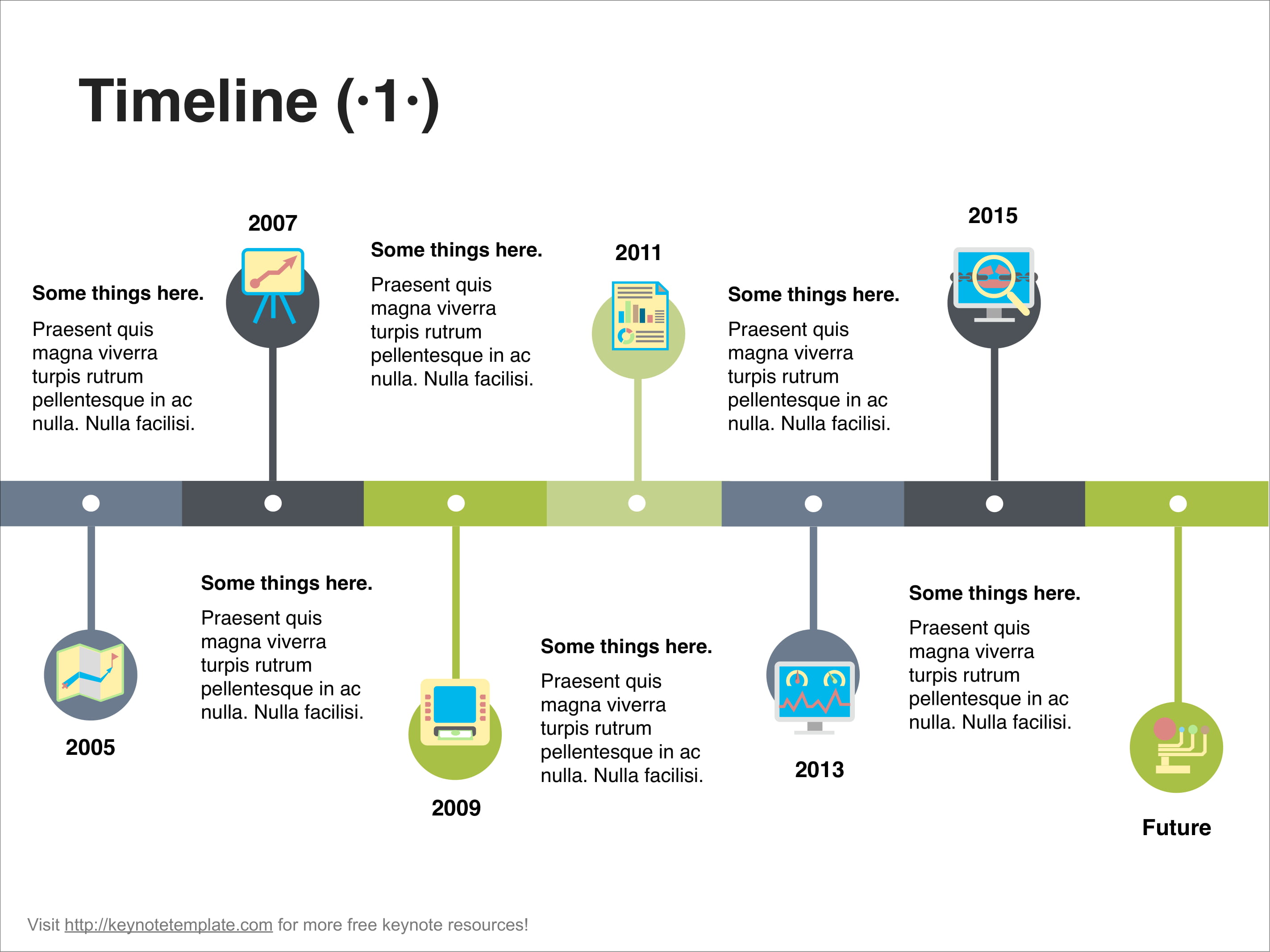 タイムラインだけを集めたkeynoteテンプレート Timeline おしゃれパワーポイント無料テンプレート