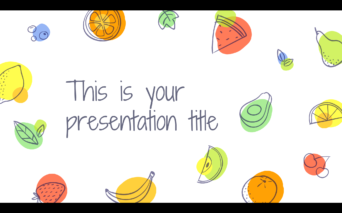 手書き感あるフルーツのイラストのパワポテンプレート　Aumerle presentation template